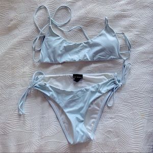LA Hearts PacSun light blue striped bikini